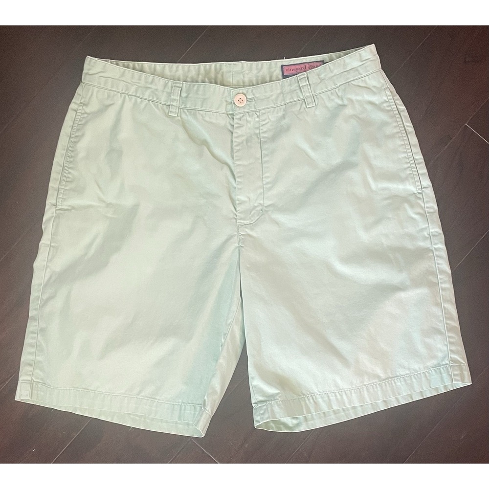 Vineyard Vines Breaker Shorts Men 34 Mint Green Flat Front Chino 9" Coastal